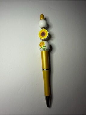 Sunflower Beaded Yellow Pen Charm Accessory